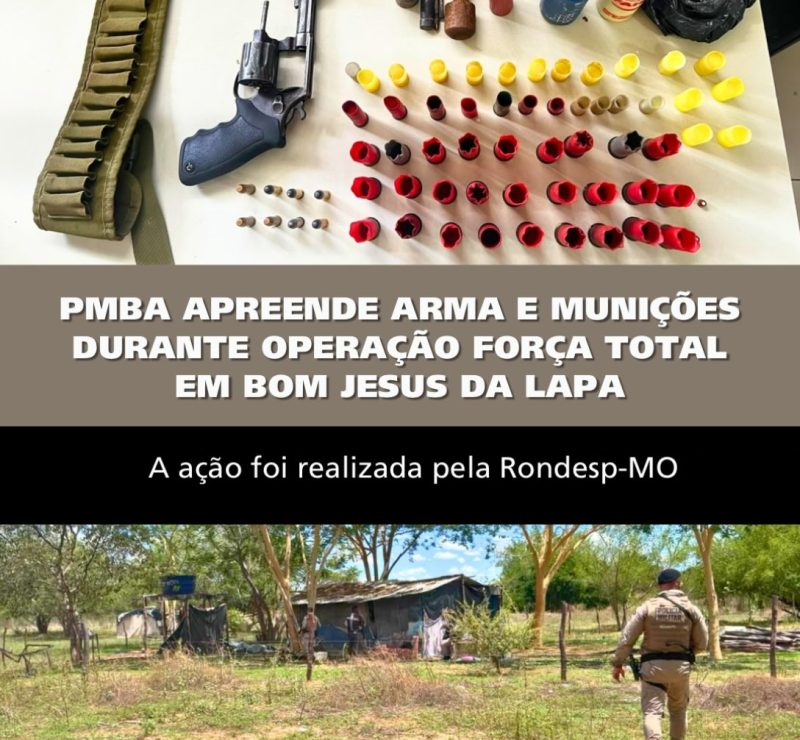 PMBA realiza operação e apreende arma e munições em Bom Jesus da Lapa