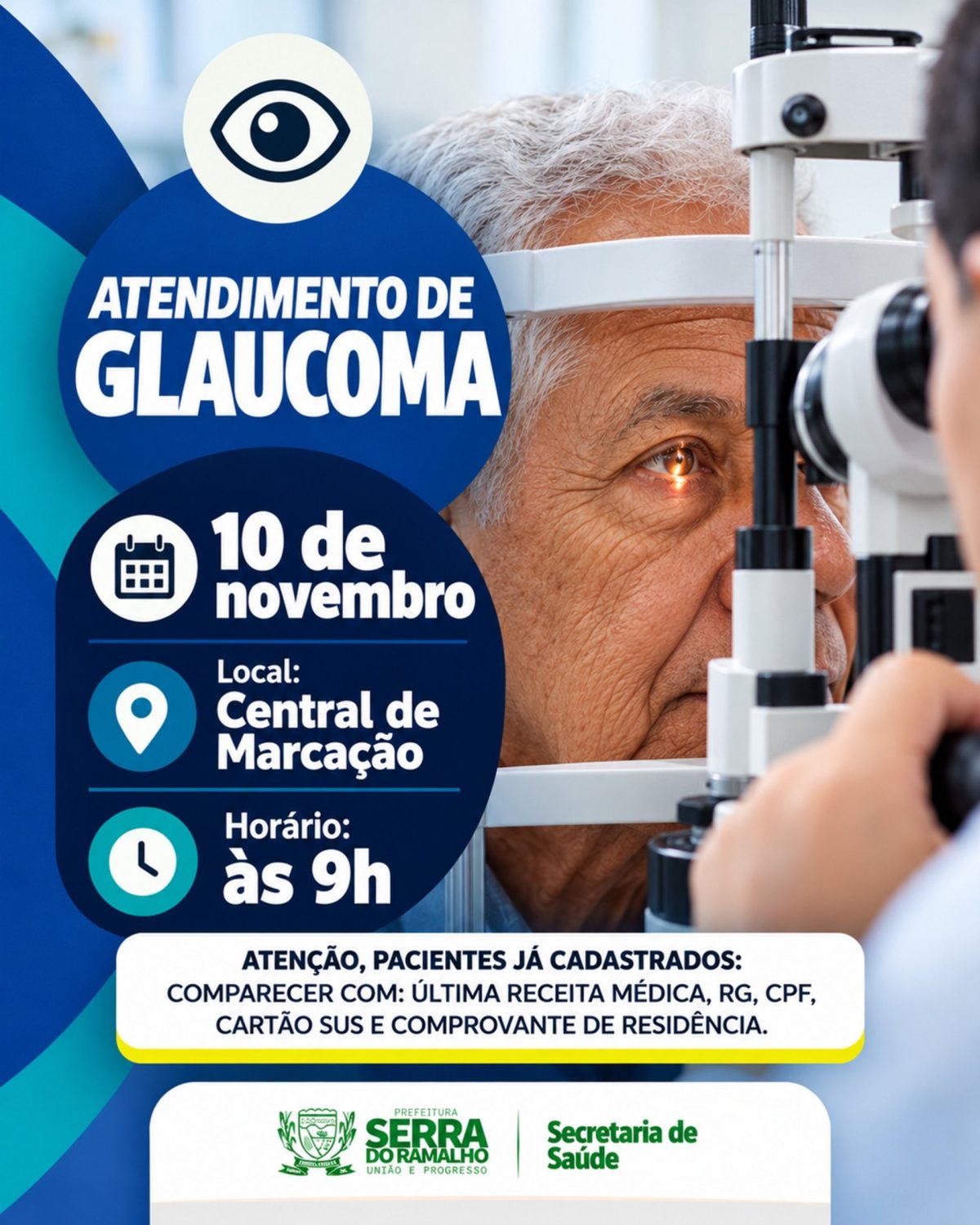 Atendimento de glaucoma será realizado no dia 10 de novembro em Serra do Ramalho