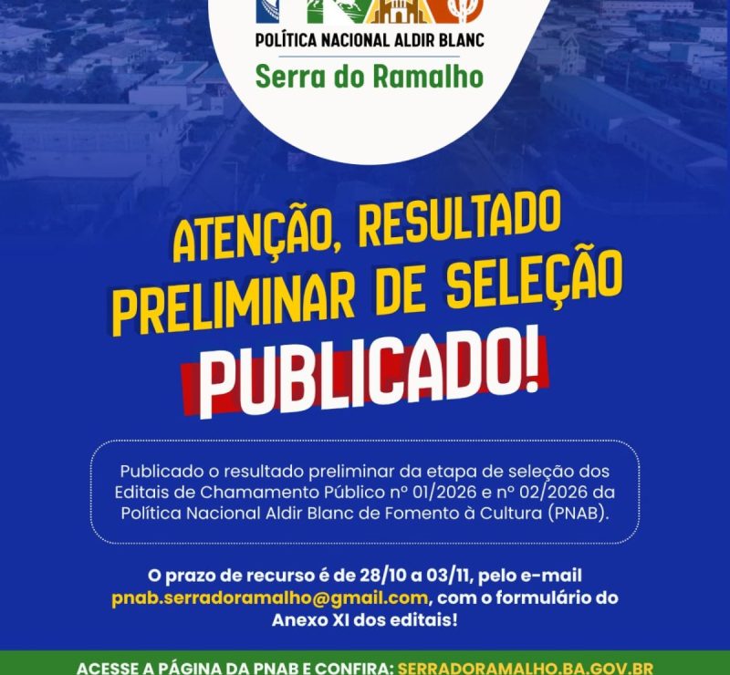 Resultado preliminar dos editais da PNAB é divulgado em Serra do Ramalho