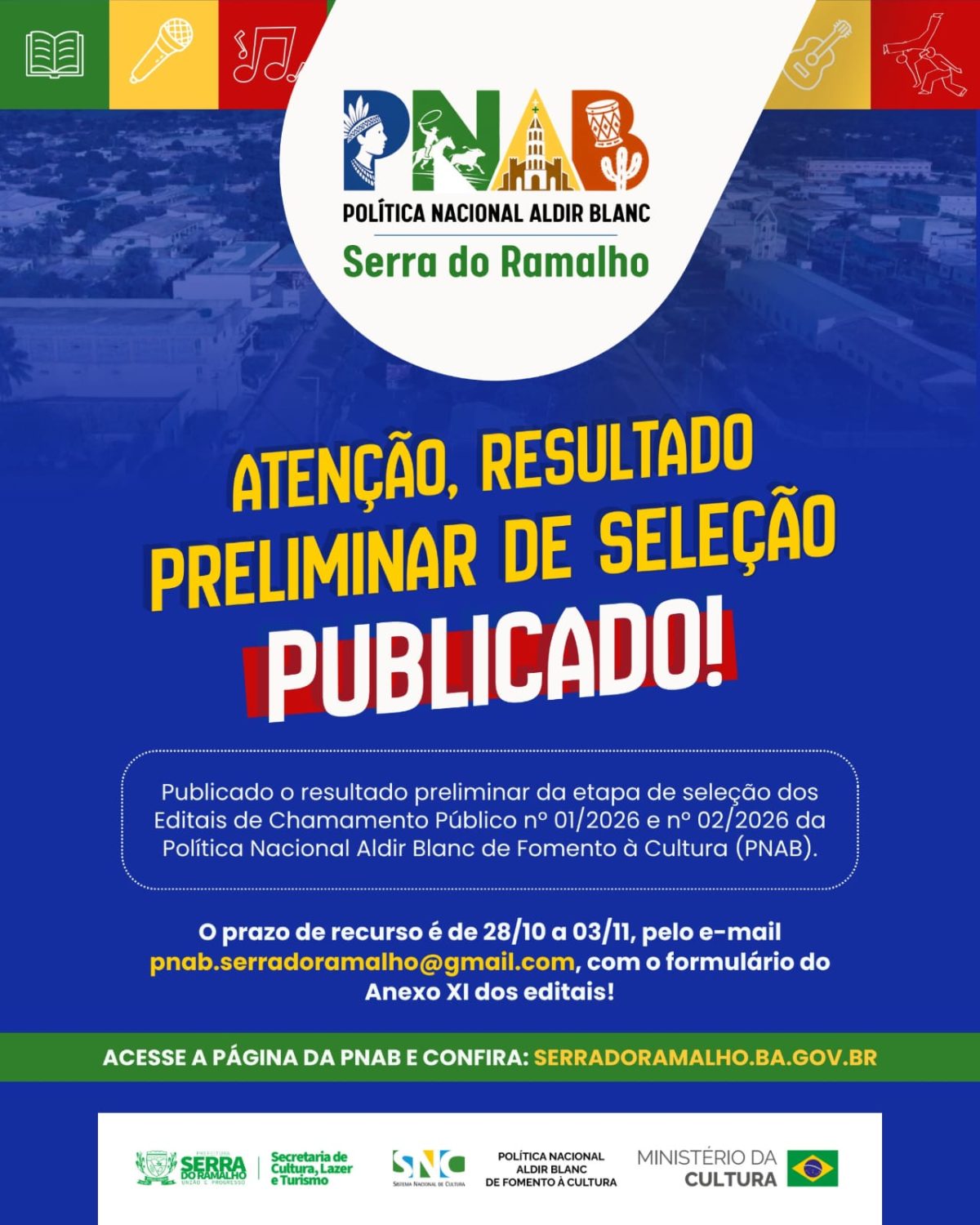 Resultado preliminar dos editais da PNAB é divulgado em Serra do Ramalho